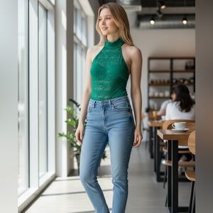 Frederick's of Hollywood Margarita Floral Lace Teddy /Bodysuit Size M